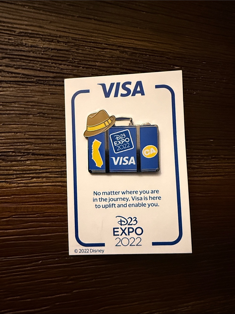 Disney D23 Expo 2022 Exclusive Visa Suitcase Pin On Original Backer Card